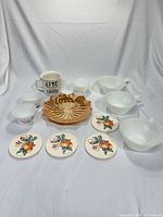 Front view of all items arranged