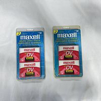 Front view of two sealed Maxell MiniDV two-packs