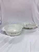 Top view of both casserole dishes showing shape and patterns