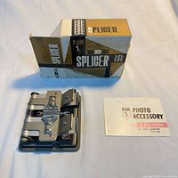 Splicer, original box, instruction leaflet laid out