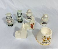 front view of all seven ceramic pieces