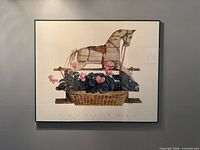 Front view of framed print on wall