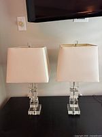 Front view of both lamps with shades and bases visible