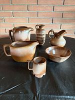 Group of six Frankoma brown/beige stoneware pieces