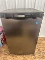 Front view of stainless-steel Danby compact refrigerator
