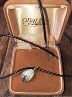 Pendant necklace laid in open Oballay Jewellers box
