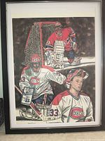 Front view of framed Patrick Roy print in black frame