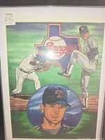Front view of framed Nolan Ryan Texas Rangers print