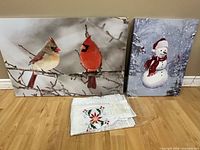 Group shot of both canvases and packaged apron
