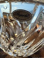 Close-up of Rogaska Crystal label on bowl