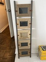 front view of entire vertical wooden photo frame