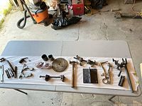 Full layout of all hand tools on a folding table