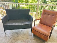 Loveseat and rocker armchair together on patio