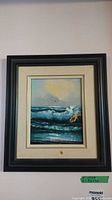 Full view of framed acrylic seascape painting