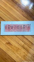 Full view of framed panoramic print on floor