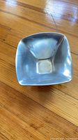 Top view of square satin silver glass bowl