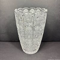 Front view of cut crystal vase