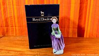Full view of Royal Doulton Florence figurine with original box
