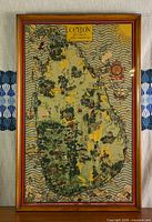 Full view of framed Ceylon pictorial map