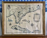 Front view of framed reproduction map showing full artwork and frame