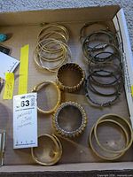 Tray showing full assortment of bangles and stretch bracelets