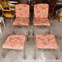 Set of two chairs and two ottomans showing overall condition and matching cushions