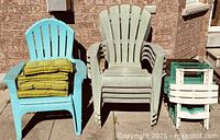 Overall lot showing all chairs, tables and cushions
