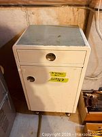 front view of metal cabinet closed