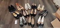 All twelve pairs laid out on floor showing variety and quantity