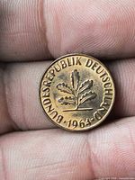 Obverse oak sprig side showing date 1964 and legends