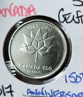 Front view of the 2017 Canada 150 50¢ coin in flip