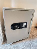 Front view of Fire Fyter FF3005 safe showing keypad and handle