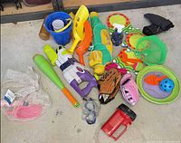 Wide view of entire assortment laid out on floor