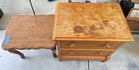 Top and sides of both tables showing overall design and wear