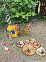 Group shot of all garden décor items on ground