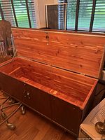 Open cedar chest showing full interior and exterior finish