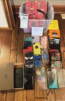 Overview of all phone cases, boxed case, speaker, sleeve, screen protector