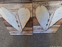 Front view of two heart motif canvas prints