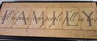 FAMILY sign shows wording and frame