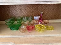 Entire assortment of colored glass on shelf