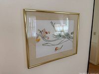 Front view of framed watercolour showing artwork, mat and frame