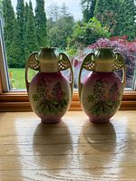 Two matching Royal Floretta Ware vases front view