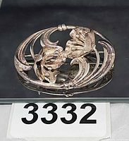 Front view of sterling silver Art Nouveau brooch