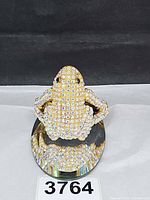 Front view of frog rhinestone bracelet