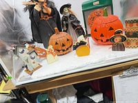 Group shot of pumpkin, boxes, wood cutouts, basket