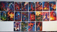 All 20 Marvel Masterpieces foil cards laid out in four rows