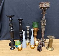 All candle holders grouped to show variety and condition