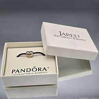 Charm on cord in Pandora insert within Jared box