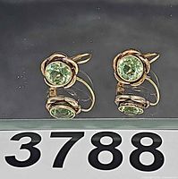 Full view of both earrings showing design and stones
