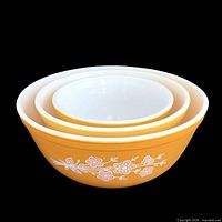 Three nested bowls showing exterior pattern and color contrast
